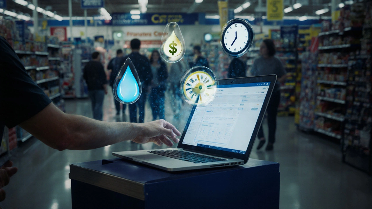 Laptop being handed in with floating icons representing hidden repair costs