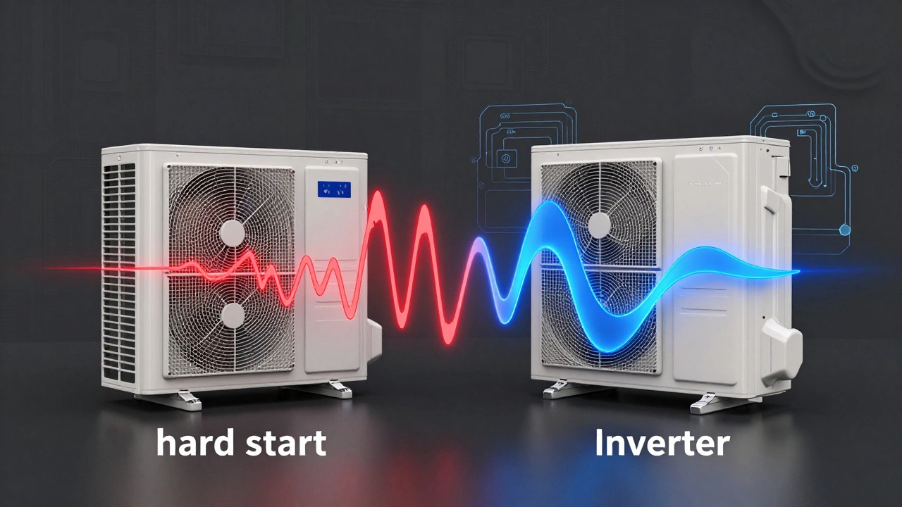 Conceptual visualization comparing a jagged stress line to a smooth inverter wave
