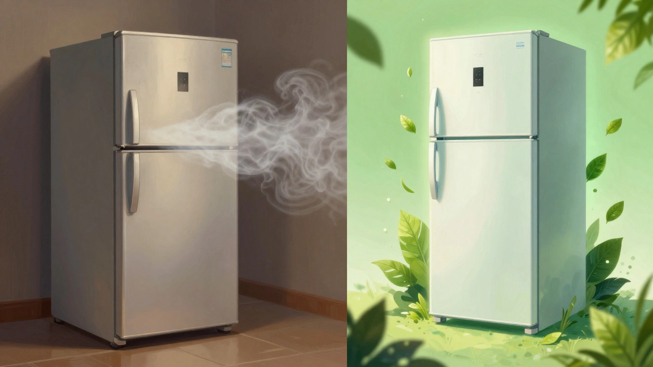 Old inefficient fridge vs modern energy-saving model