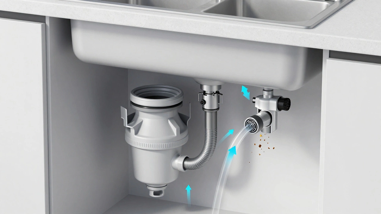 Diagram of dishwasher drain hose and air gap